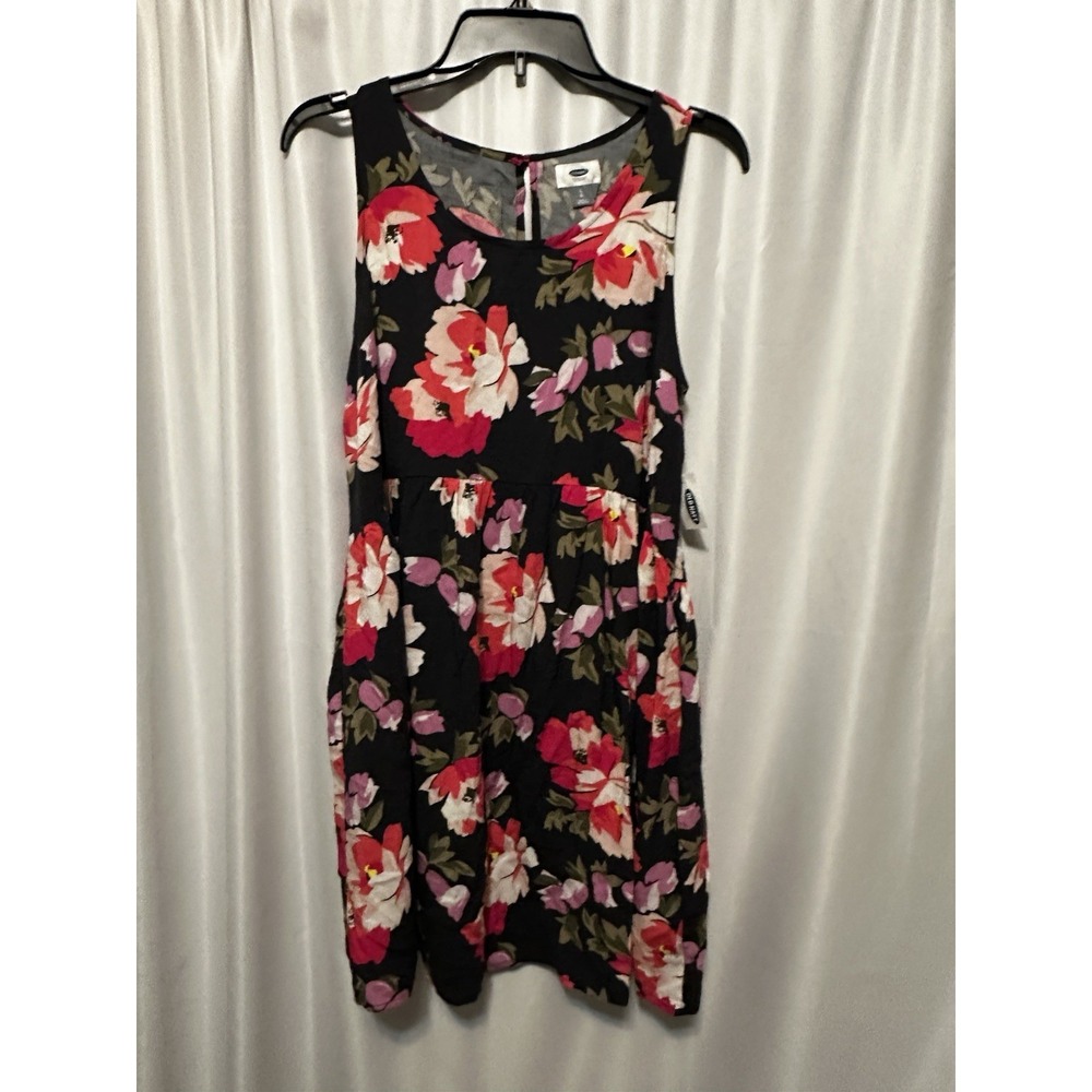 Old Navy Dress Large Sleeveless Floral Pullover Fit and Flare Lightweight Rayon